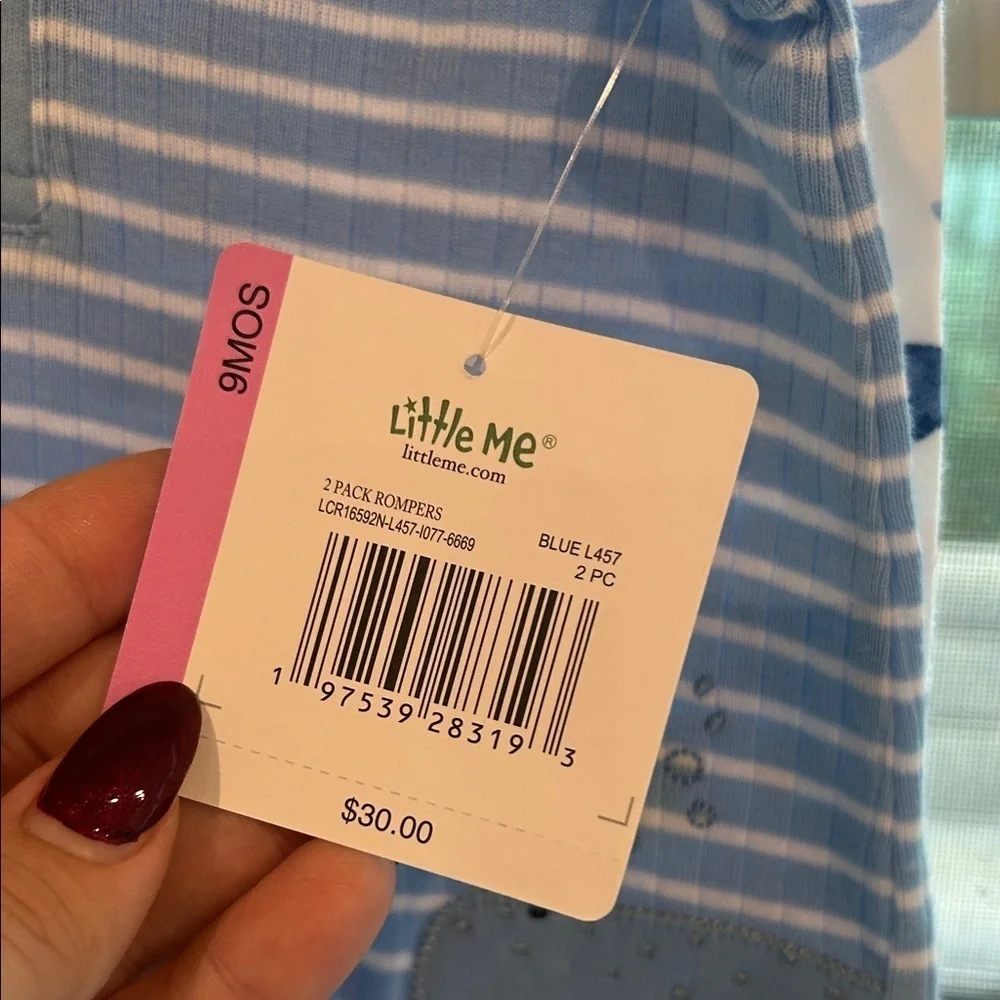 NWT Little Me Blue Infant Romper Set 2 pieces size 9 months Whale One-Piece